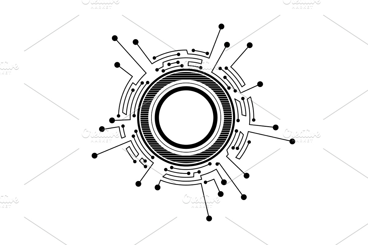 Circuit board circle frame, a Technology Illustration by Things for designers