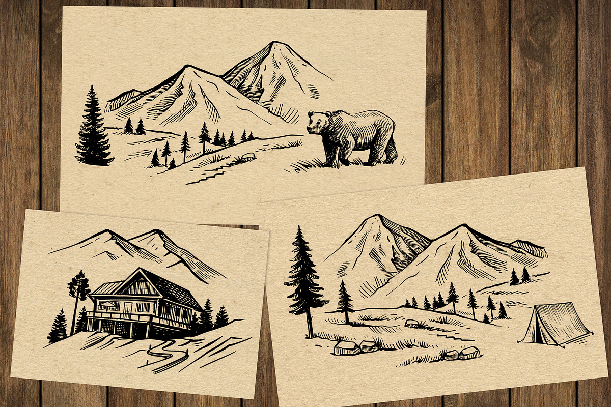 Adventure sketch vector set., an Animal Illustration by bioraven (Photo 6 of 10)