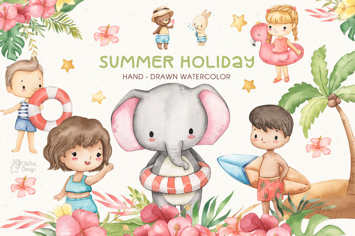 SUMMER HOLIDAY. Watercolor, an Animal Illustration by OlliArtDesign (Photo 1 of 7)