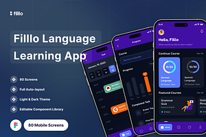 Filllo Language Learning App UI Kit, an UI Kit Template by floxui