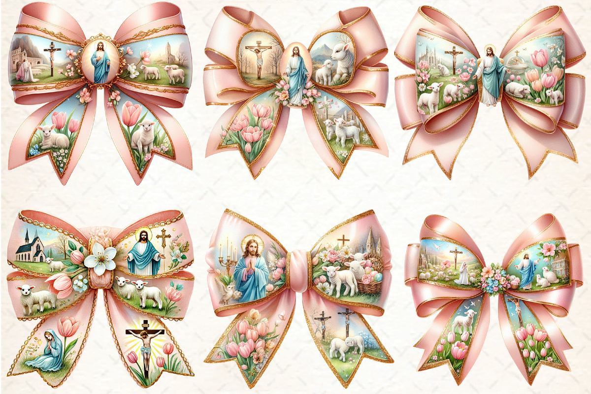 Easter Coquette Bow Clipart, an Illustration by DreamCafeArt (Photo 3 of 5)