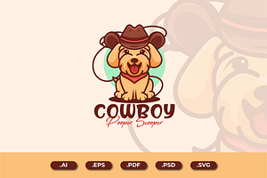 CUTE COWBOY DOG MASCOT LOGO