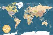 Vector World Map - Large&Detailed, a Decorative Illustration by PorcuPen Works (Thumbnail 1 of 7)