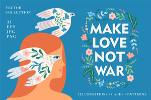 MAKE LOVE, NOT WAR vector collection, an Animal Illustration by Nadia Grapes
