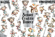 Whimsical Christmas Coaster Design, an Animal Illustration by ElenazlataArt (Thumbnail 1 of 6)