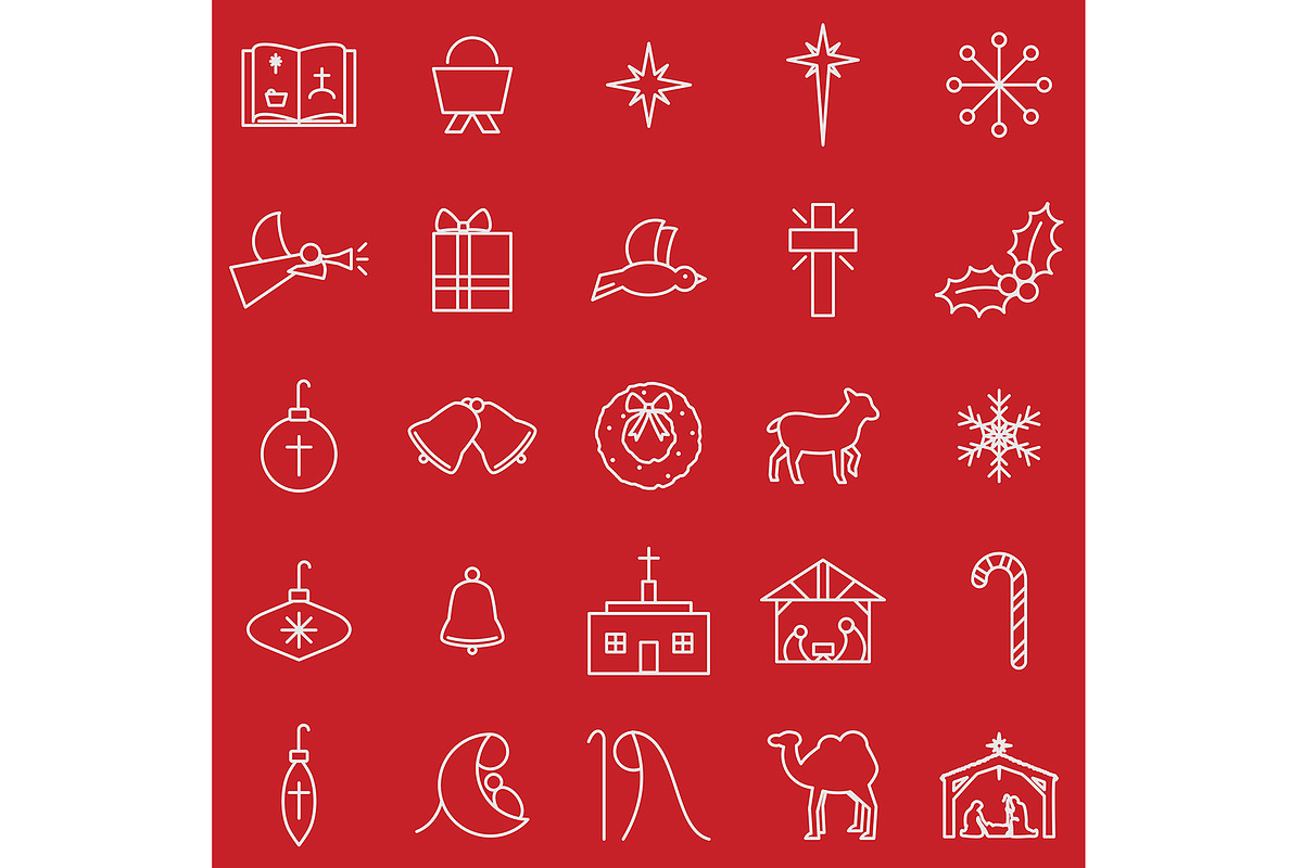 Christian Christmas line icon set, an Icon by Sync Design Soultions