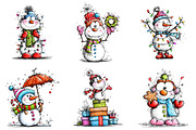 Funny Christmas Snowman Clipart, an Illustration by Craft Nest (Thumbnail 3 of 7)