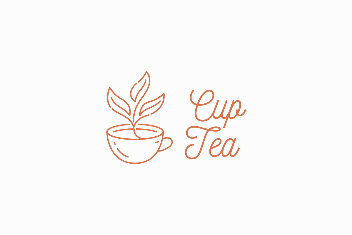 Cup Tea Leaf Vintage Linear Logo, a Branding & Logo Template by Signatoro (Photo 2 of 2)