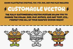 Food Cartoon Character Mascot Retro