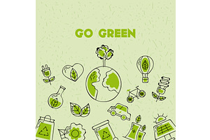 go green icons pattern, an Illustration by studiogstock