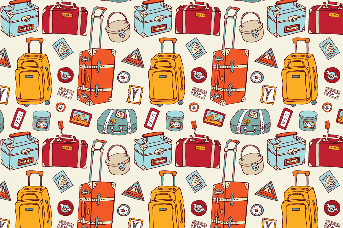 Travel set. Vintage suitcases, a Texture Illustration by katyau (Photo 3 of 3)