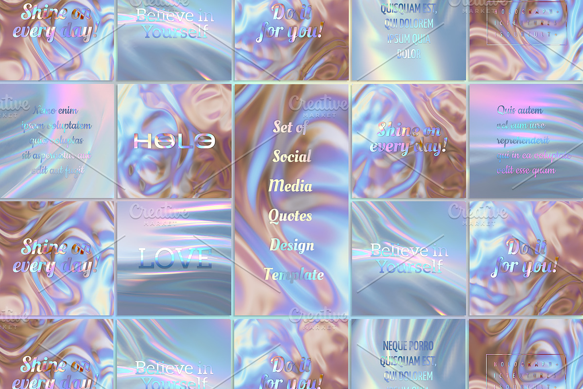 Iridescent instagram Quote Templates, a Social Media Template by Black Cat Studio (Photo 1 of 3)