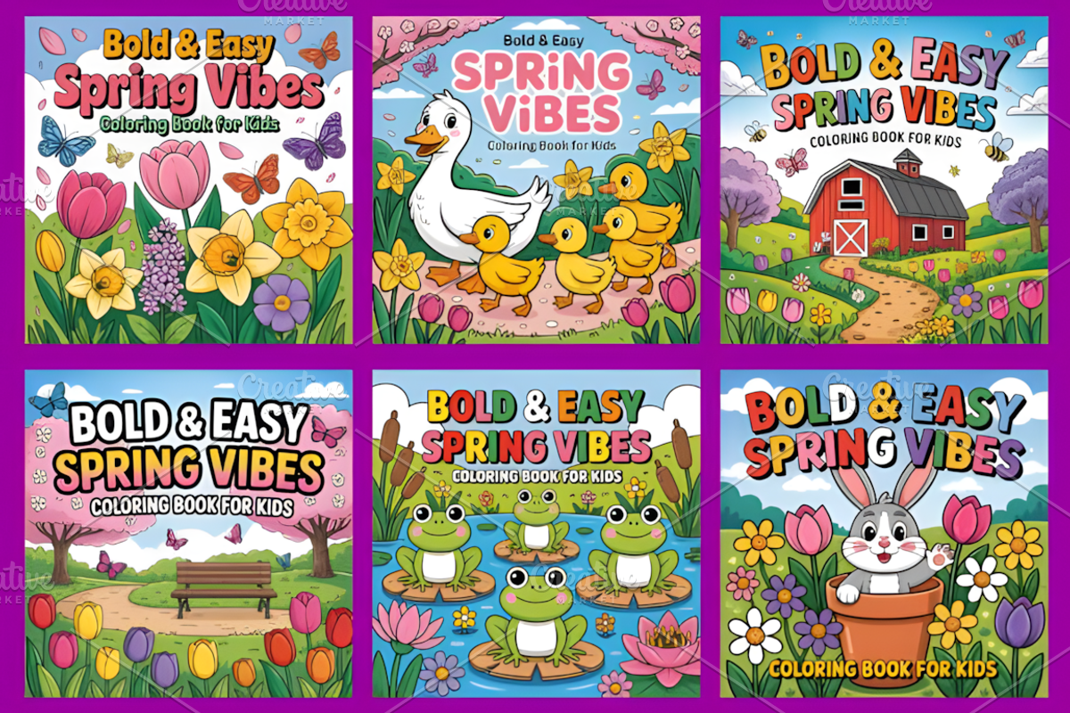 Bold & Easy Spring Vibes Color Pages, a Decorative Illustration by Design Station (Photo 2 of 4)