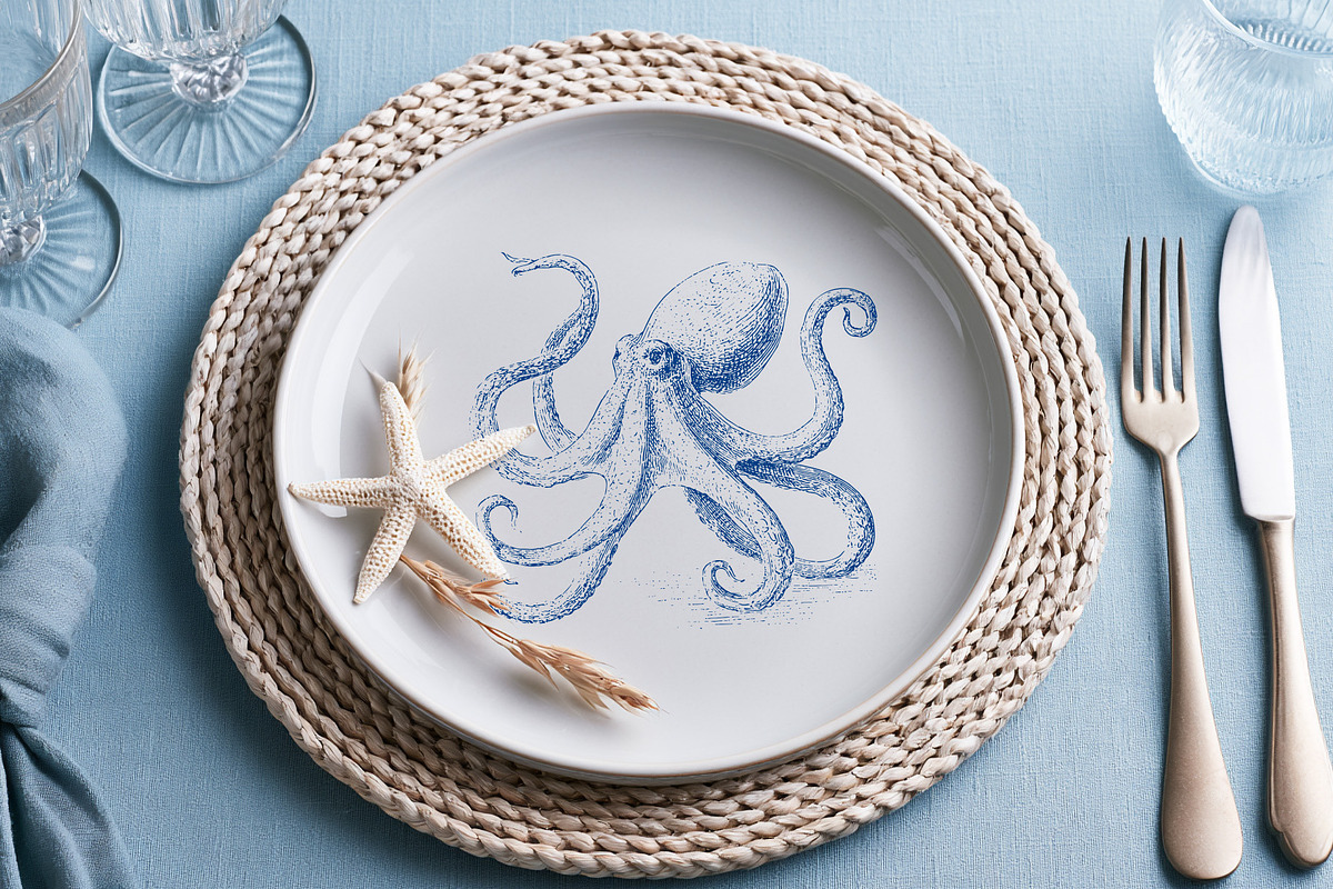 Vintage Marine Life Illustration Set, an Animal Illustration by NatalieArtShop (Photo 11 of 20)
