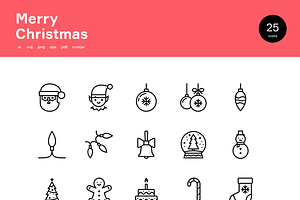 Merry Christmas Line Icons