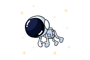 Cute Astronaut Floats In The Space