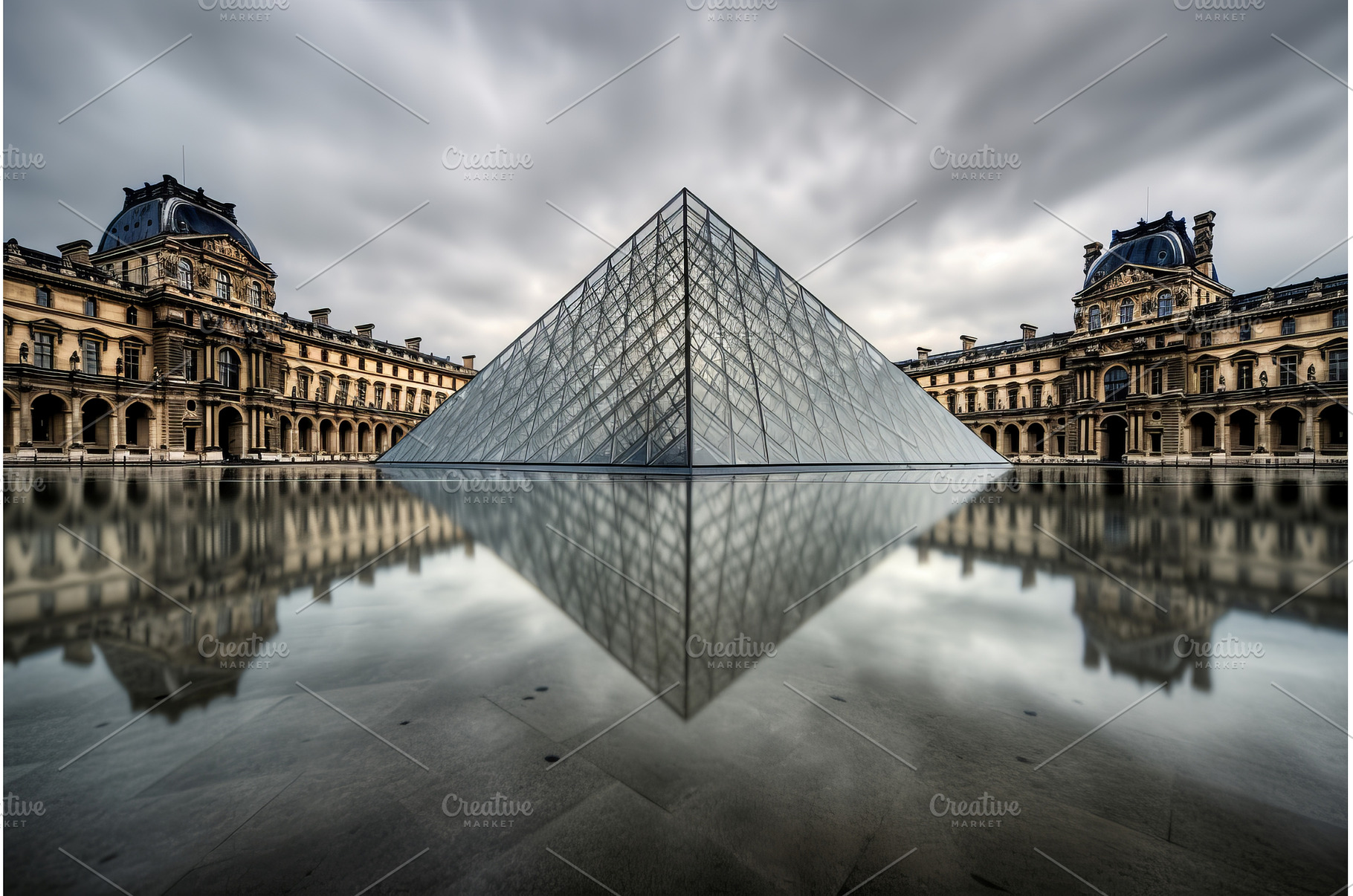 Louvre museum paris. Generate AI, an Architecture Photo by Ylivdesign