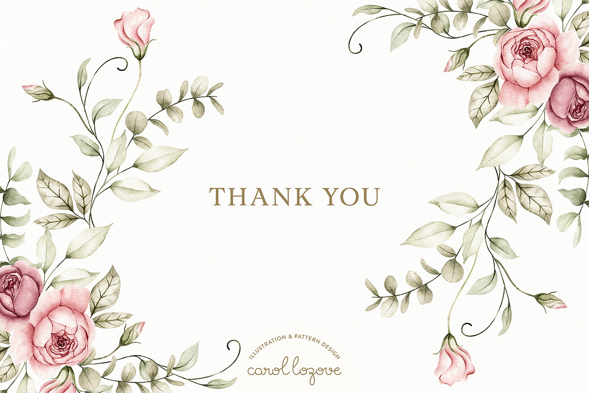 Watercolor Blush Roses Floral Set, a Decorative Illustration by Carol Lozove (Photo 50 of 50)
