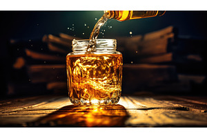pouring moonshine bottle ai, a Food & Drink Photo by pikepicture