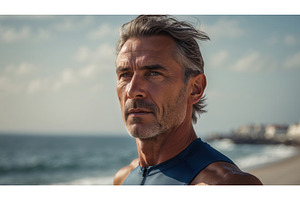 Mature man in athletic wear standing, an Illustration by tilialucida