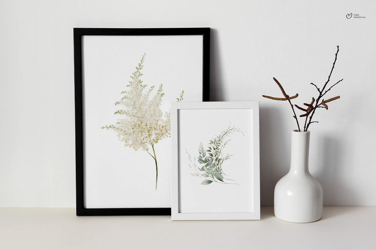 Spring greenery, floral cliparts, a Texture Illustration by ollalya (Photo 13 of 14)