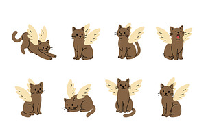 Winged cats. Minimal vector fantasy, an Animal Illustration by GraphiShop