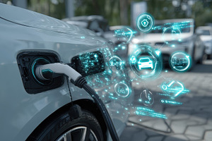 Electric Vehicle Charging Futuristic, a Photo by Pixeness Studio