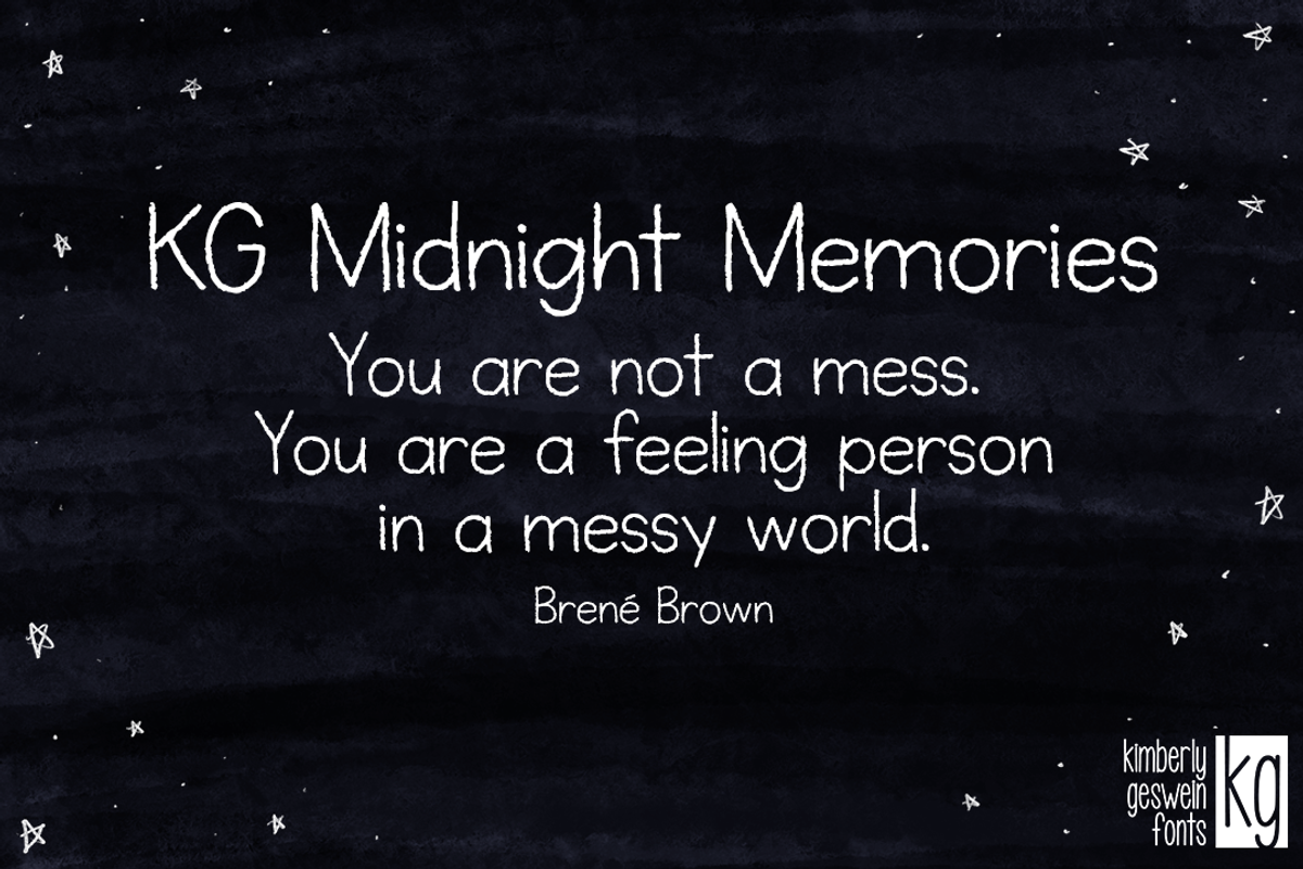 KG Midnight Memories, a Font by Kimberly Geswein Fonts (Photo 1 of 3)