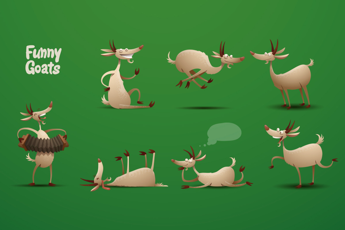 Funny Goats bundle, vector, an Animal Illustration by IvanNikulin (Photo 2 of 2)