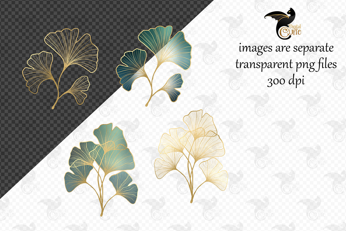 Gold Ginkgo Clipart, an Object Graphic by Digital Curio (Photo 4 of 4)
