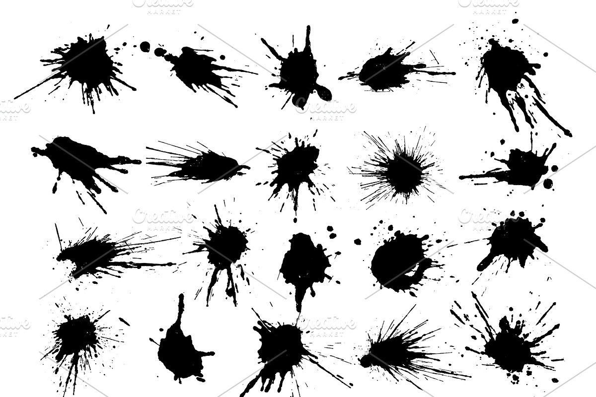 Big vector set of painted blots, a Texture Graphic by Valentain_Jevee (Photo 25 of 31)