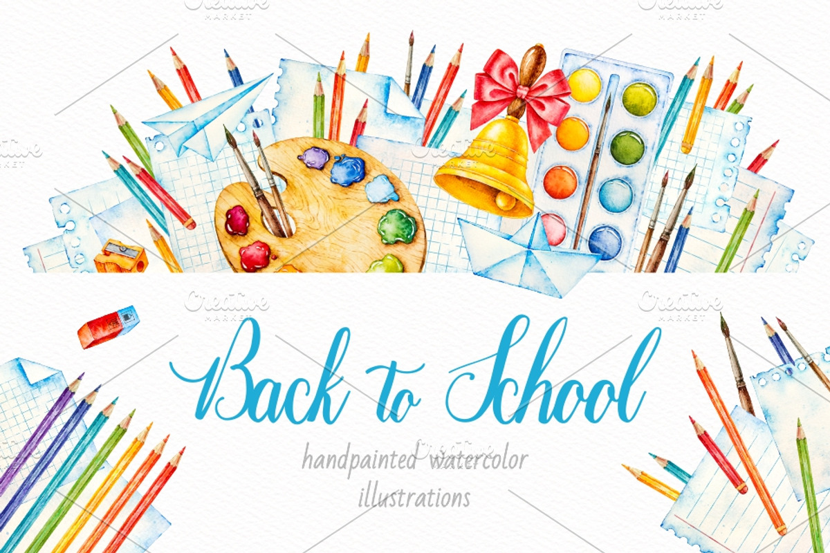 Back to School. Watercolor, a Decorative Illustration by Ekaterina Mikheeva (Photo 1 of 7)