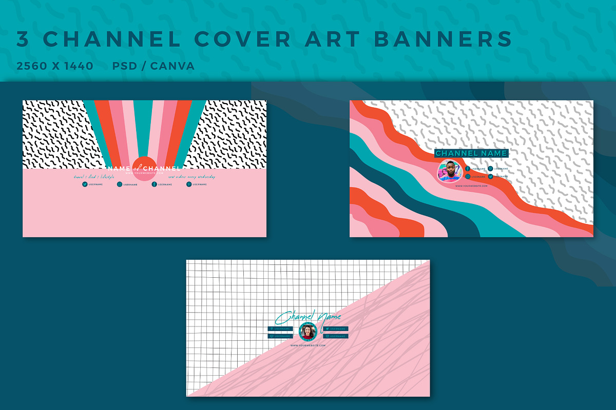 Youtube: Colorful Retro Branding Kit, a Social Media Template by Liseno Designs (Photo 2 of 7)