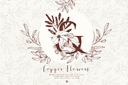 Copper Flowers with Alphabet, a Decorative Illustration by Bloomart Studio (Thumbnail 1 of 8)