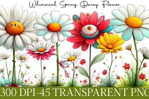 Whimsical Spring Daisy Flower Clipar, an Illustration by DreamArtGraphic