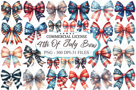 4th of July Bow Clipart Bundle, a Graphic by designcity5