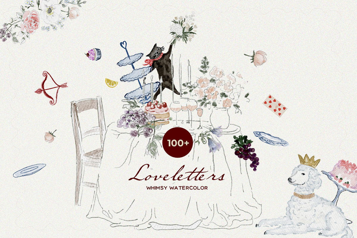 Whimsy Valentine Wedding Watercolor, an Object Graphic by Laras Wonderland (Photo 11 of 11)