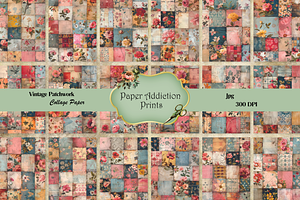 Vintage Patchwork Collage Paper