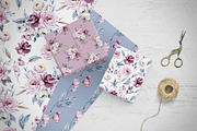 SALE! Watercolor pink & blue flowers, an Illustration by Larisa Maslova (Thumbnail 9 of 11)
