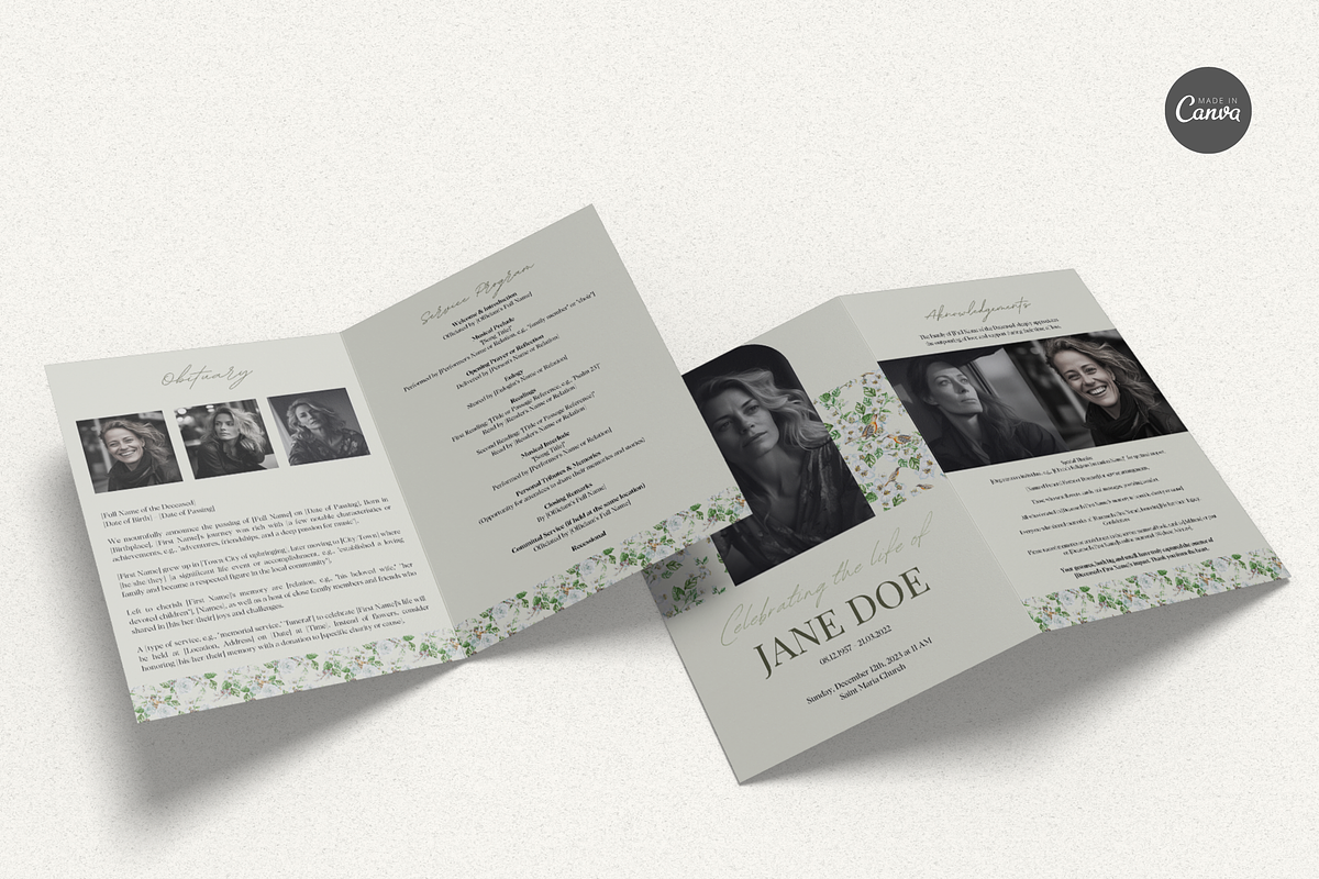 Funeral Program Template Set I Canva, an Invitation Template by The Social Stuff (Photo 5 of 9)