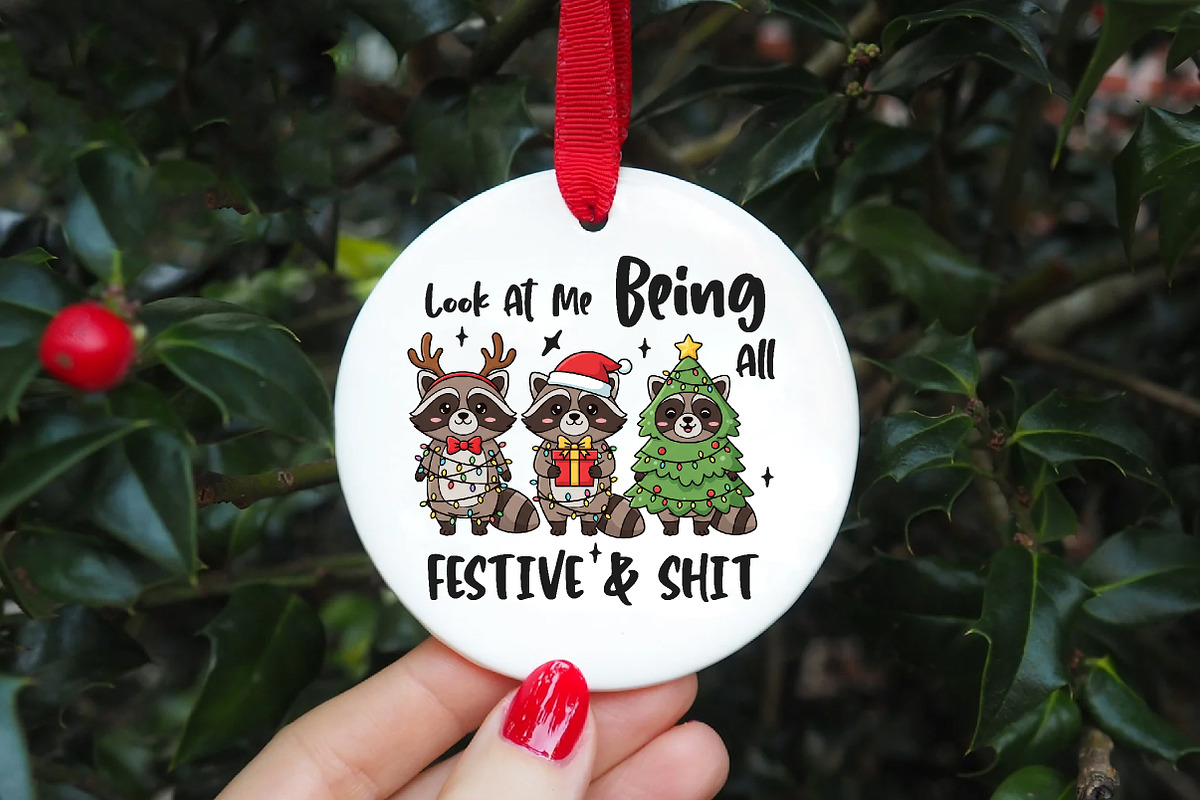Funny Christmas Sarcastic Raccoon, an Illustration by CreationArt (Photo 3 of 4)