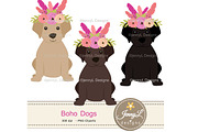 Boho Dogs Digital papers & Clipart, an Animal Illustration by JennyL Designs (Thumbnail 3 of 6)