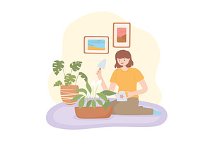 girl caring plants, a Person Illustration by studiogstock