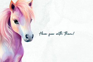 Pastel Ponies Watercolor Clipart