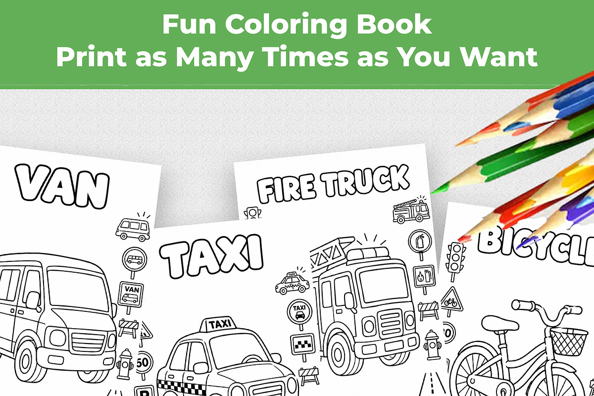 Transportation Coloring Book for Kid, an Education Illustration by Mohammad Sarfaraz (Photo 5 of 17)