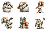 Whimsical Bunny Easter Clipart, an Illustration by CreationArt (Thumbnail 2 of 5)