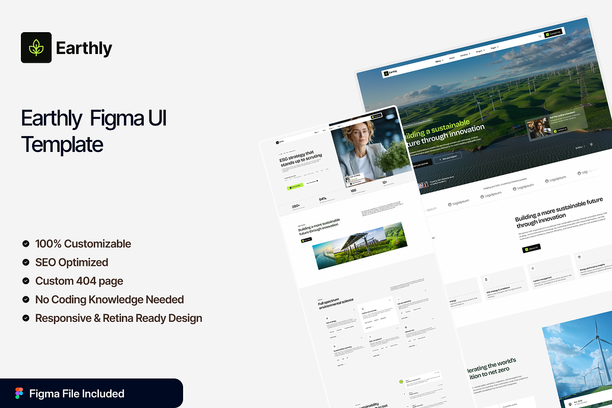 Earthly – Environmental Figma UI, an UI Kit Template by TNCFlow (Photo 1 of 5)