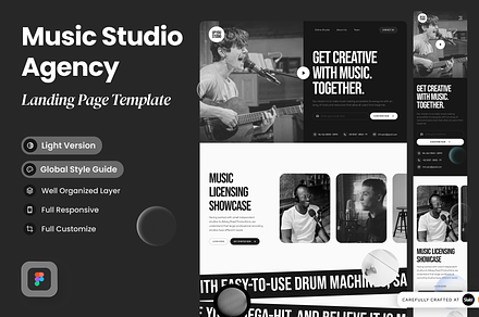 Up you studio - Music Studio Agency, a Landing Page Template by SLAB! Design