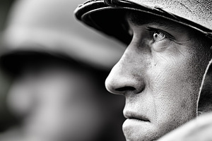 Soldier's emotional face in helmet, a Person Photo by MistyDay