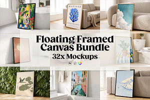 Framed Canvas Mockup Bundle PSD